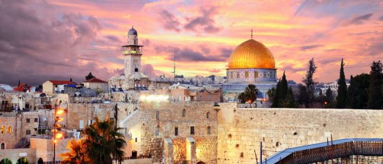 Skyline-of-the-Old-City-at-the-Western-Wall-and-Temple-Mount-in-Jerusalem-Israel.